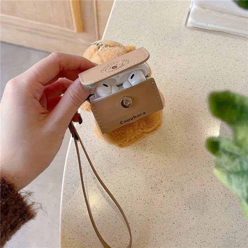 Cute Capybara Faux Leather Case For Airpods 1/2