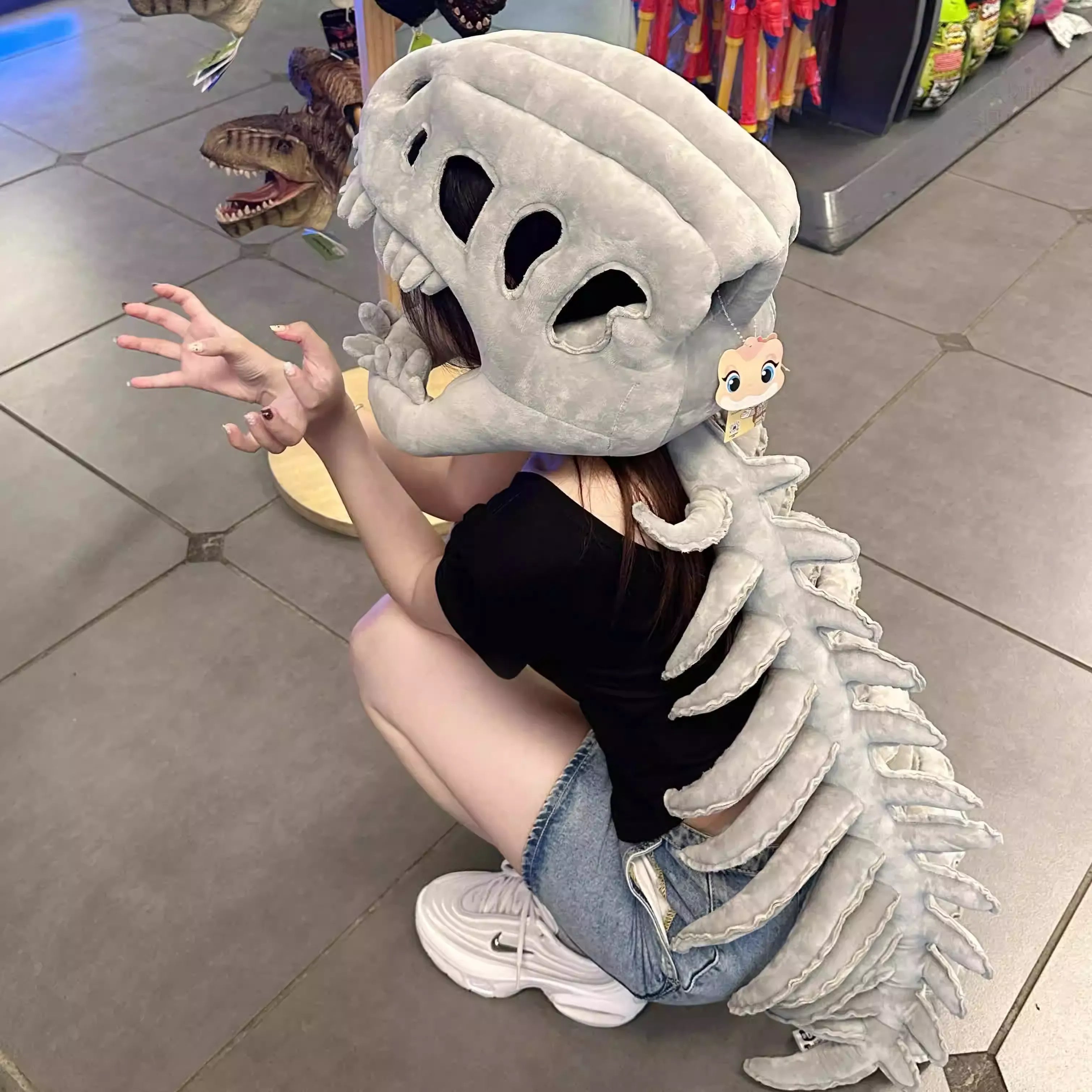 Dinosaur Skeleton Plush Head Cover