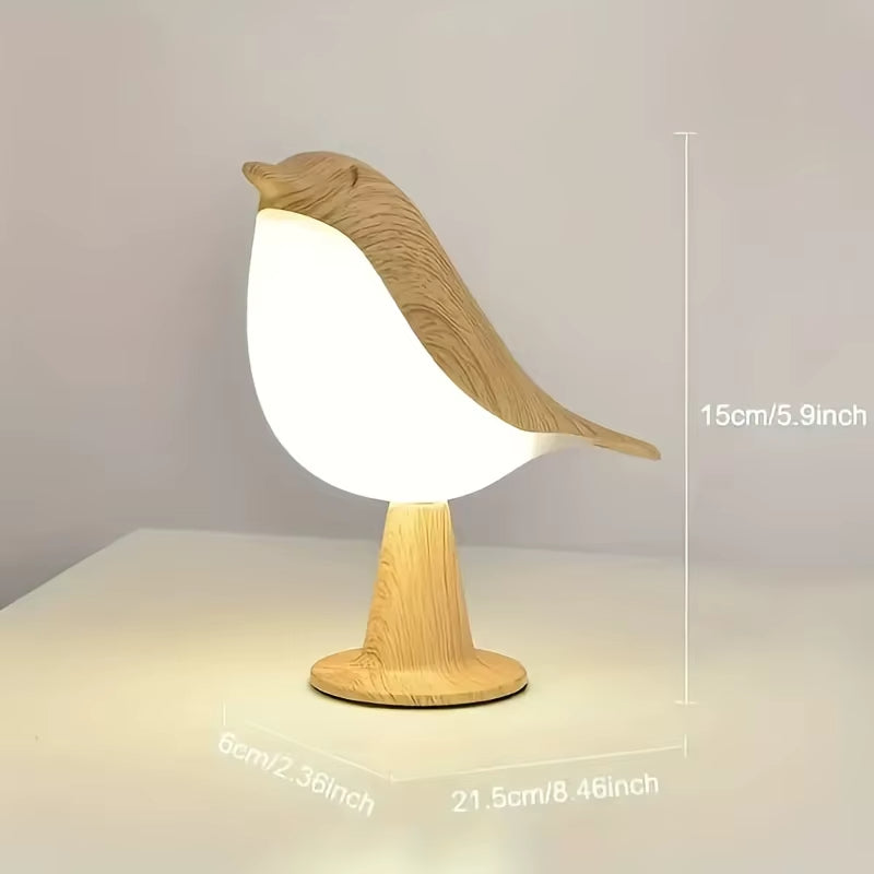 Wooden Bird LED Touch-Switch Night Lamp