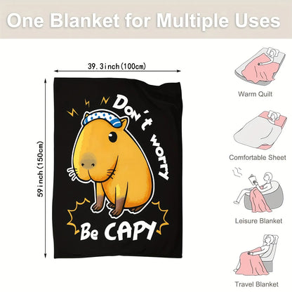 Cute Capybara Printed Soft Flannel Blanket