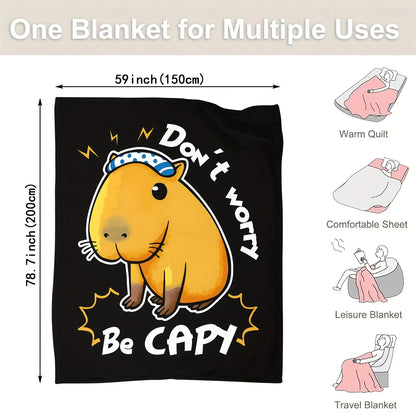 Cute Capybara Printed Soft Flannel Blanket