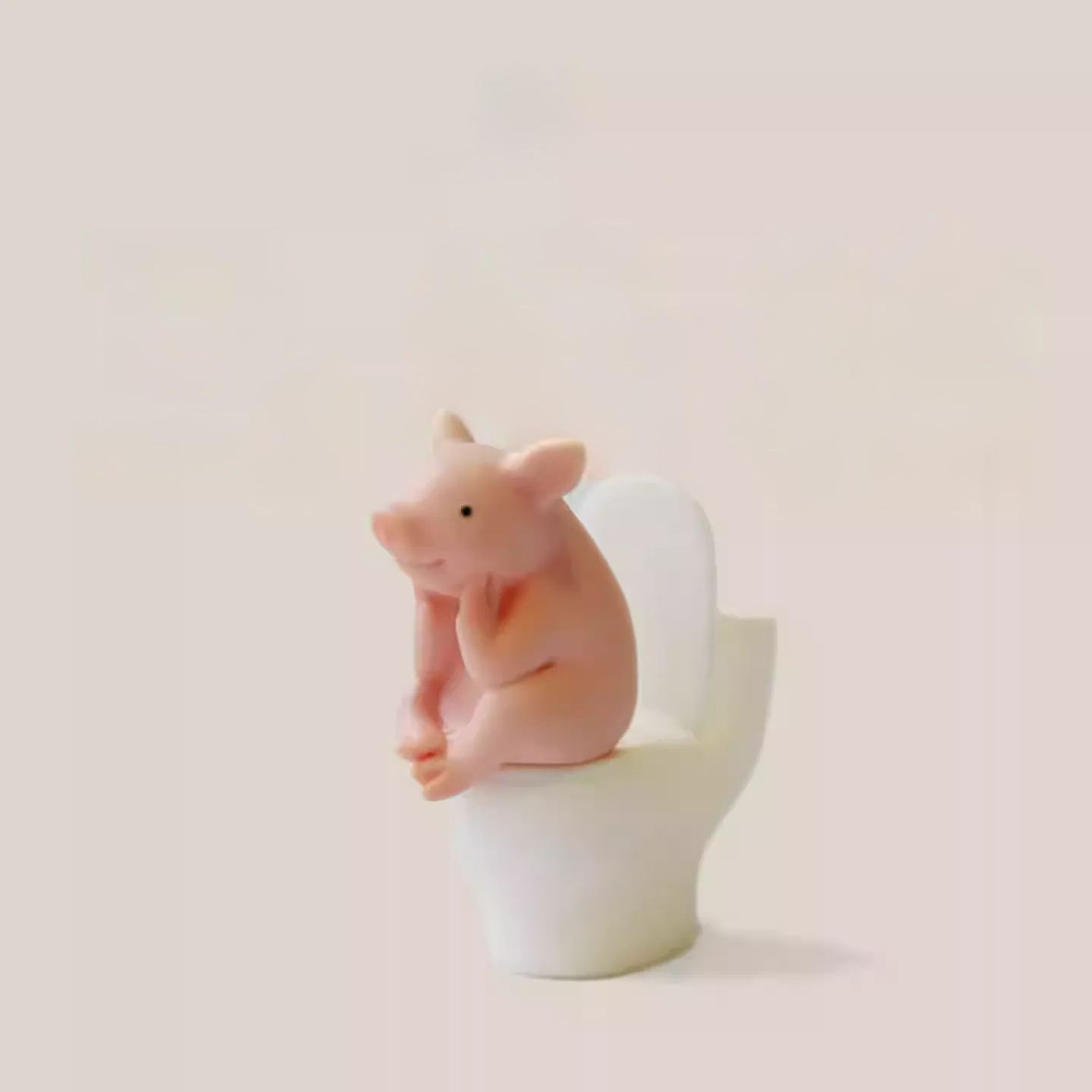 Adorable Pink Pig Toilet Figurine