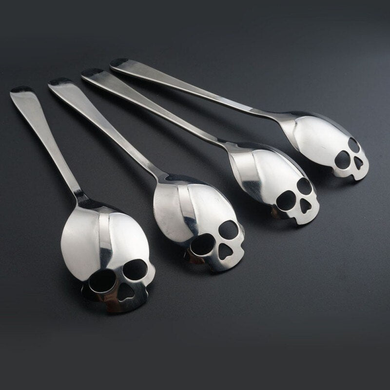 Cuchara de acero inoxidable con forma de calavera
