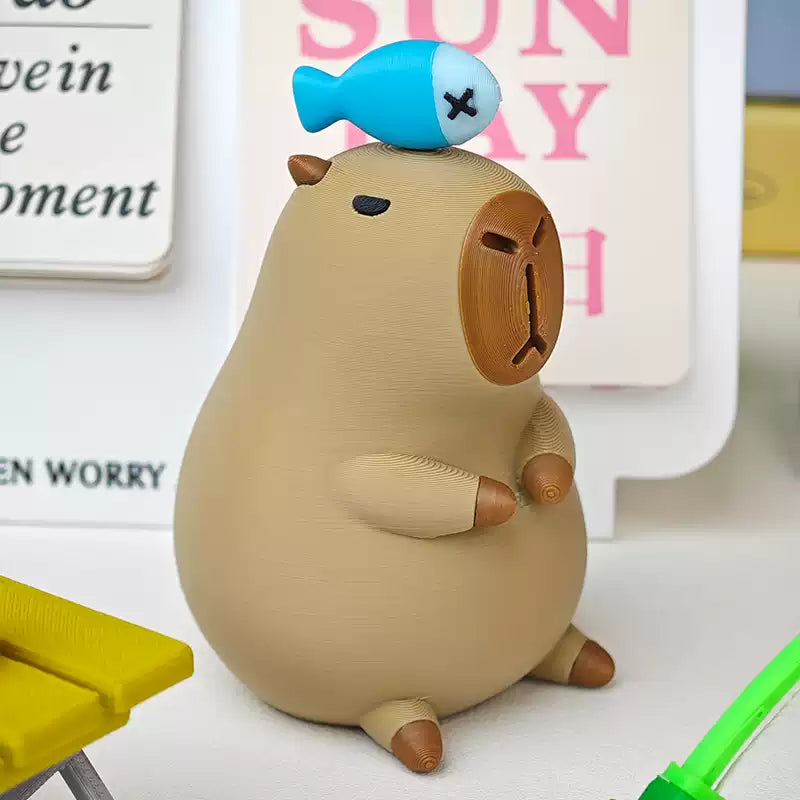 3D Printed Capybara Fishing Figurine