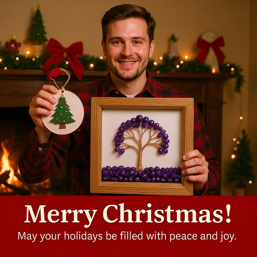 Amethyst Picture Frame Fortune Crystal Tree for Home Decoration