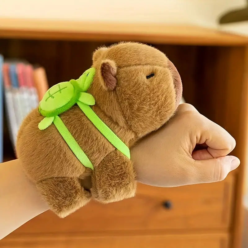 Capybara and Turtle Plush Wristband Set