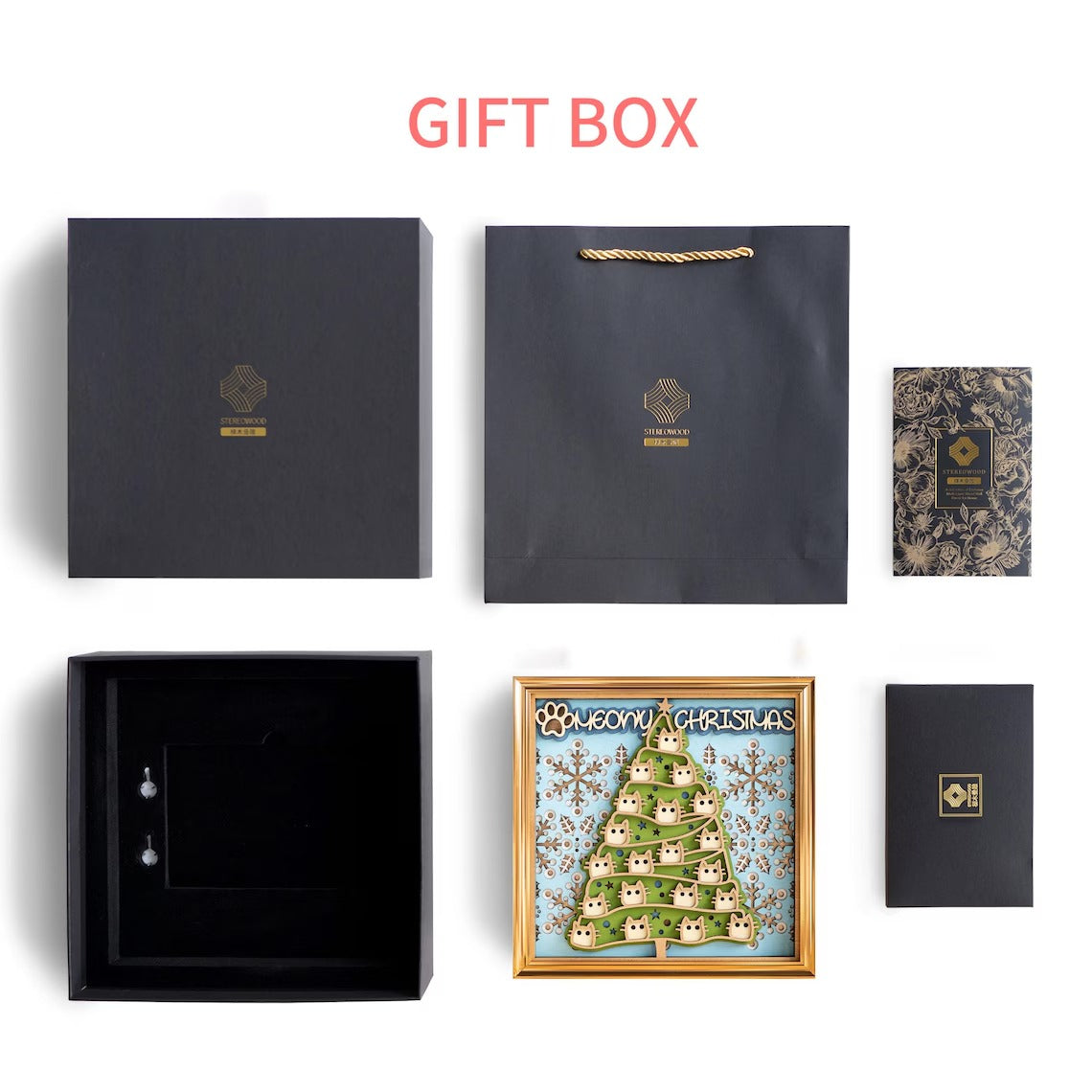 Christmas Cat Wooden Wall Art: Multi-Layer Mandala, Holiday Decor