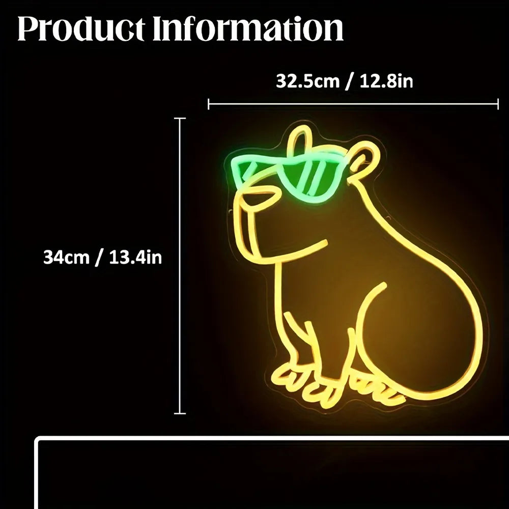 Cool Capybara Neon Sign