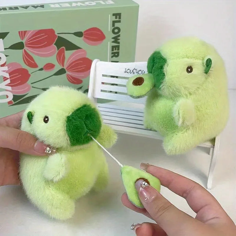 Cute Avocado Capybara Plush Keychain