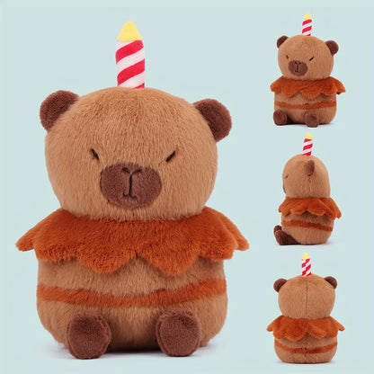 Cute Capybara Birthday Cake Plush Toy