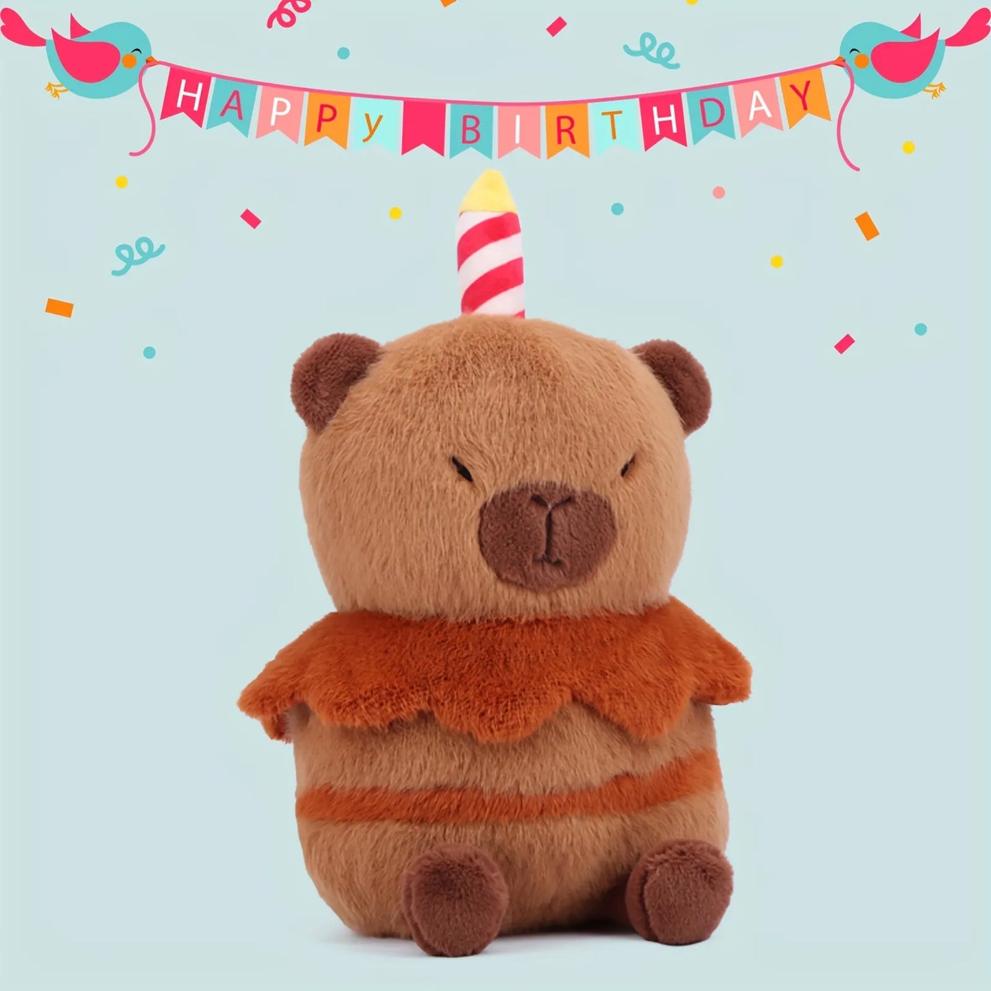 Cute Capybara Birthday Cake Plush Toy