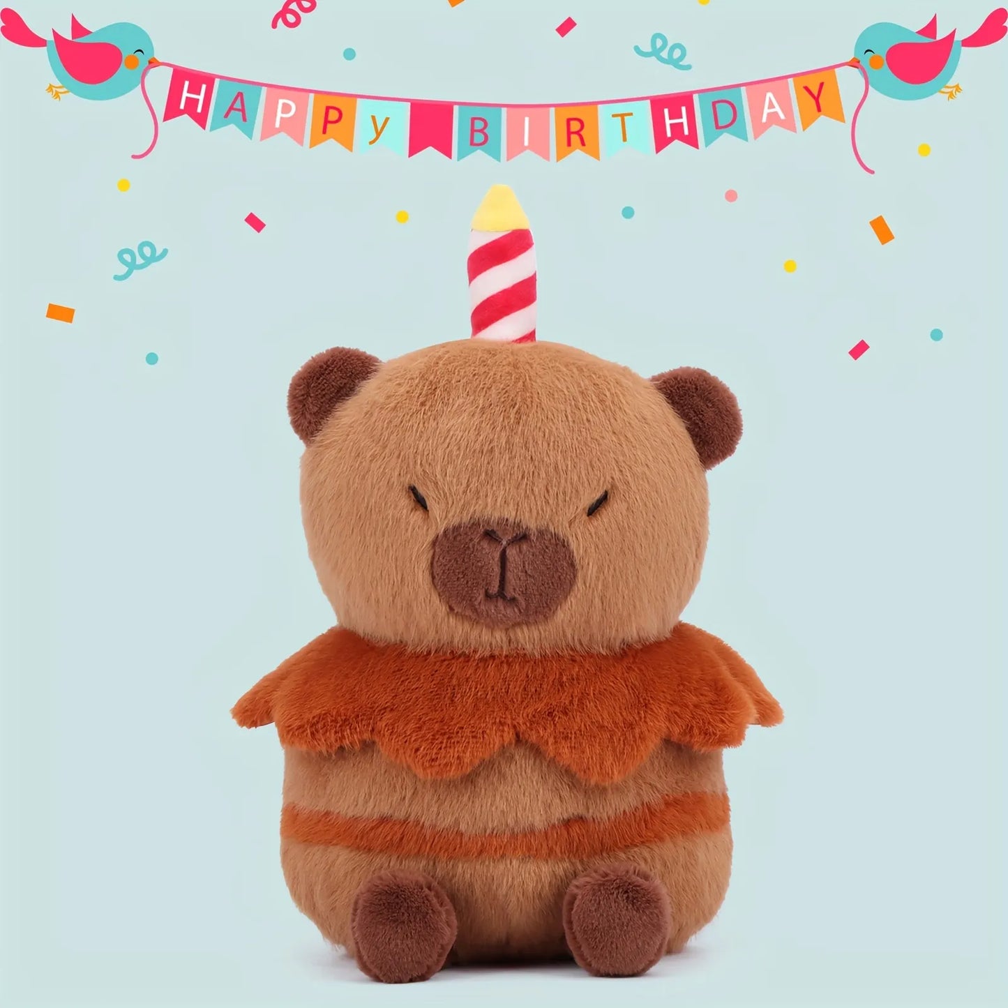 Cute Capybara Birthday Cake Plush Toy