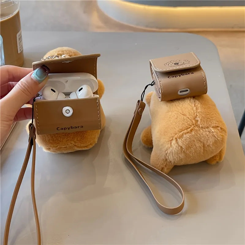 Cute Capybara  Faux Leather Case For Airpods 1/2