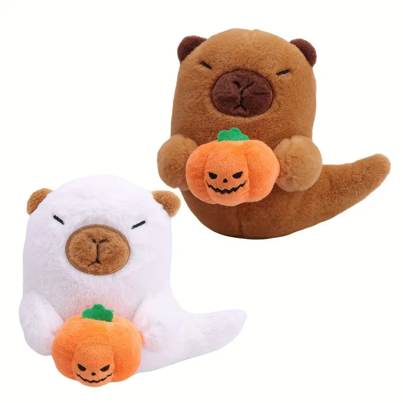 Cute Capybara Ghost Pumpkin Plush Pillow