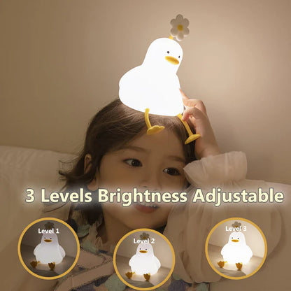 Kawaii Flower Duck LED Squishy Night Light