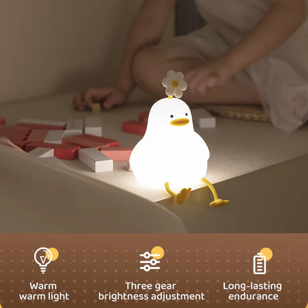 Kawaii Flower Duck LED Squishy Night Light