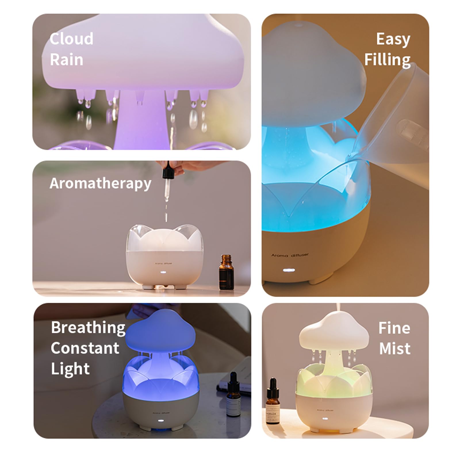 Raindrop Portable Humidifier Cloud Oil Diffuser 230ML