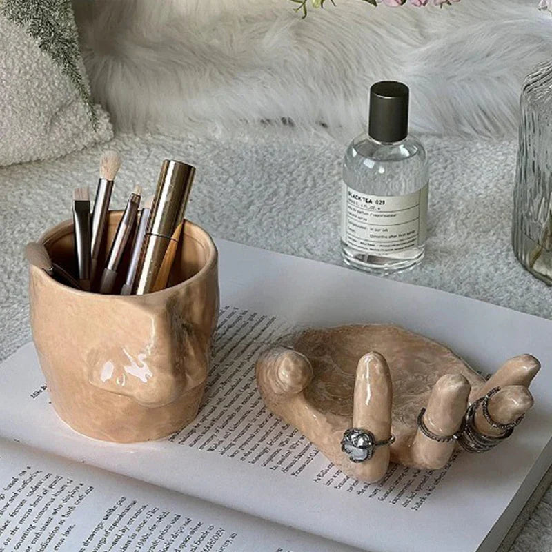 Artistic Hand Grip Base Unique Coffee Mug