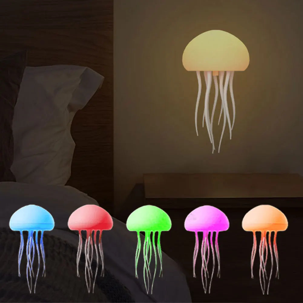Lámpara de noche colgante con control de voz RGB de medusas