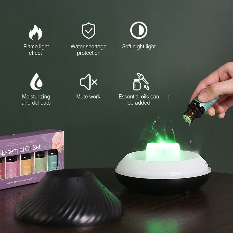 Lámpara humidificadora USB con forma de volcán luminoso 