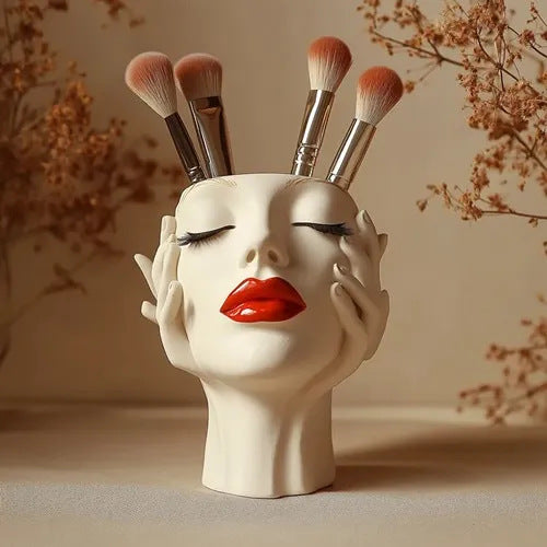 Women's Head Shape Boho Feminist Decoration Makeup Brush Holder