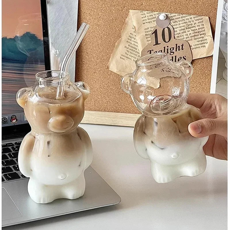 Happy Bear Glass Coffee Mug