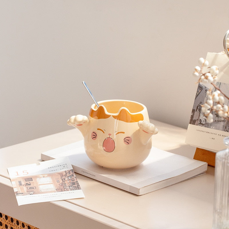 Cute Cartoon Cat Mugs With Spoons