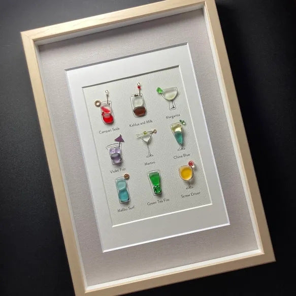 Sea Glass Cocktail Art Beach Bar Decor
