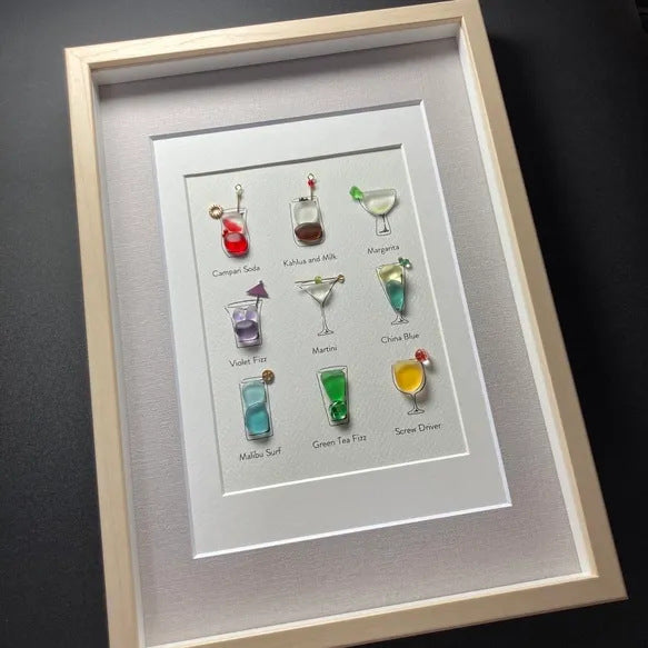 Sea Glass Cocktail Art Beach Bar Decor