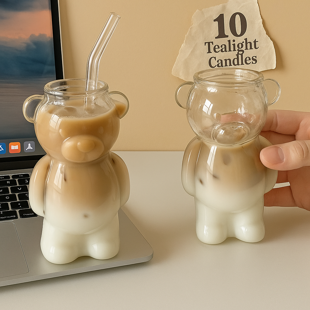 Happy Bear Glass Coffee Mug