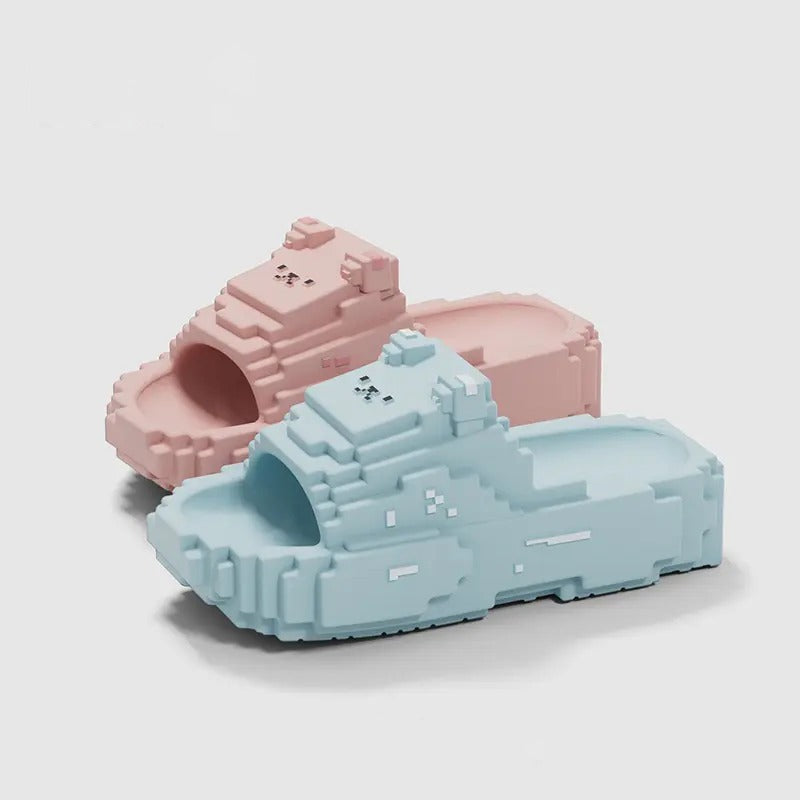 Pixel Style Block Slippers Fashion Women’s Slippers