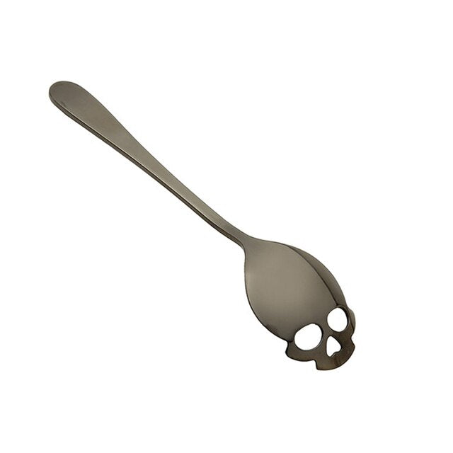Cuchara de acero inoxidable con forma de calavera