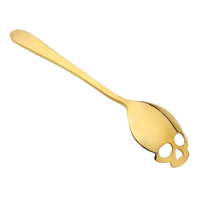 Cuchara de acero inoxidable con forma de calavera