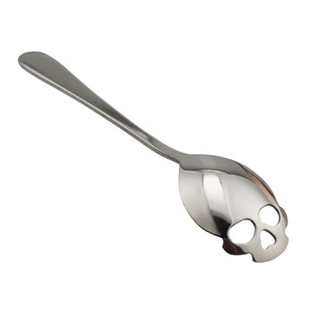 Cuchara de acero inoxidable con forma de calavera