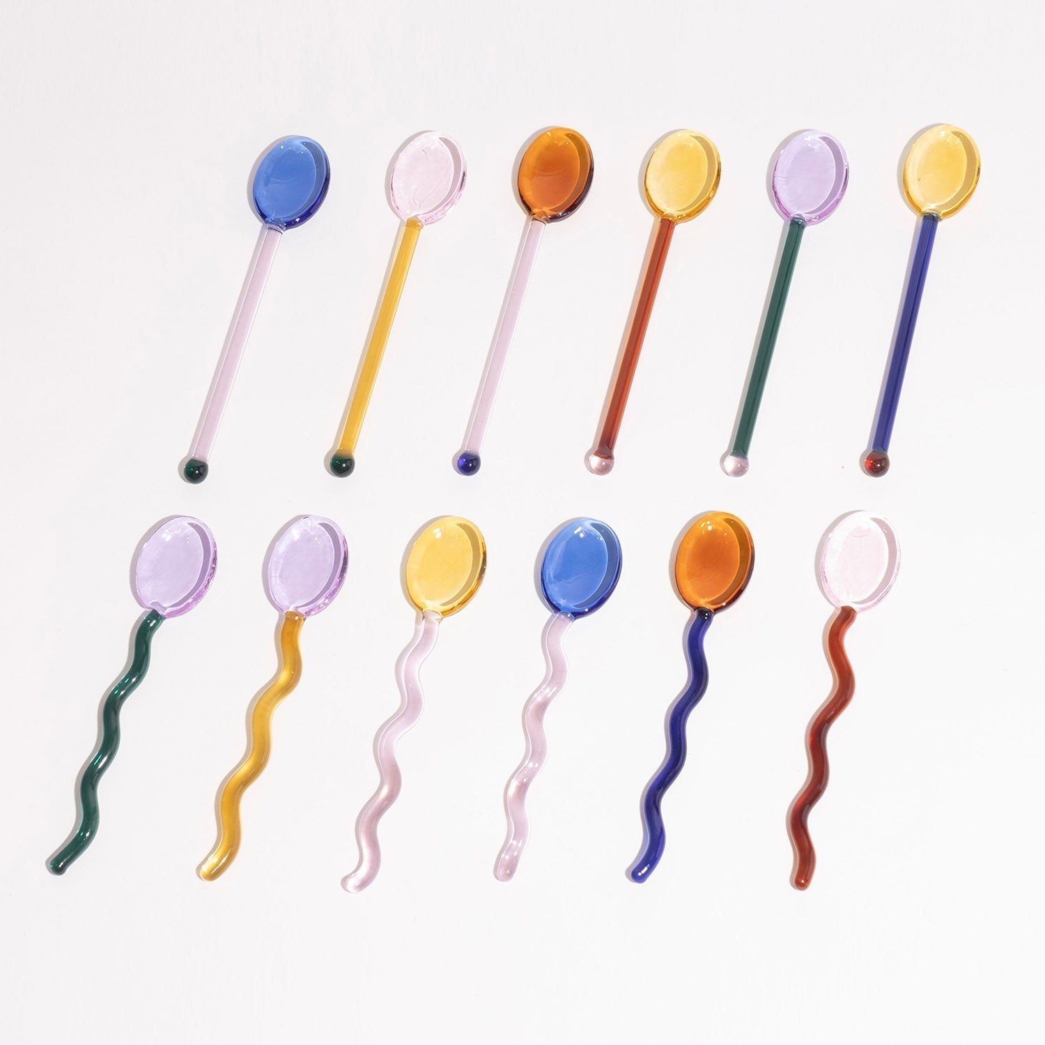Cucharas de postre de vidrio onduladas divertidas