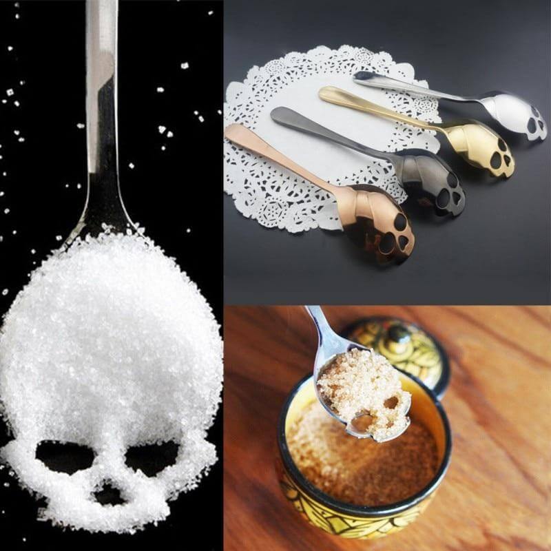 Cuchara de acero inoxidable con forma de calavera